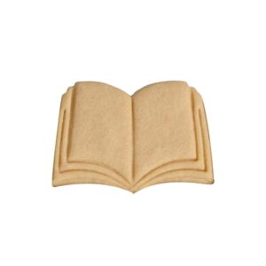 Open book shaped cookie biscuit on a white background that resembles an open book